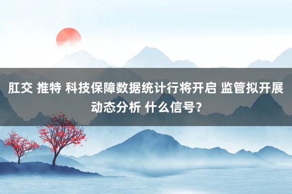 肛交 推特 科技保障数据统计行将开启 监管拟开展动态分析 什么信号？