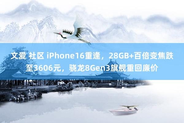 文爱 社区 iPhone16重逢，28GB+百倍变焦跌至3606元，骁龙8Gen3旗舰重回廉价