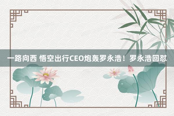 一路向西 悟空出行CEO炮轰罗永浩！罗永浩回怼