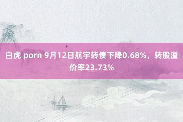 白虎 porn 9月12日航宇转债下降0.68%，转股溢价率23.73%