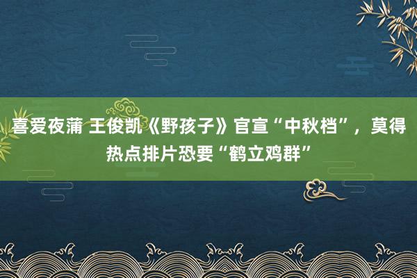 喜爱夜蒲 王俊凯《野孩子》官宣“中秋档”，莫得热点排片恐要“鹤立鸡群”