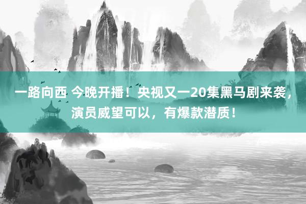 一路向西 今晚开播！央视又一20集黑马剧来袭，演员威望可以，有爆款潜质！