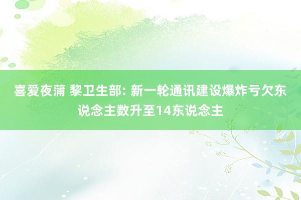 喜爱夜蒲 黎卫生部: 新一轮通讯建设爆炸亏欠东说念主数升至14东说念主