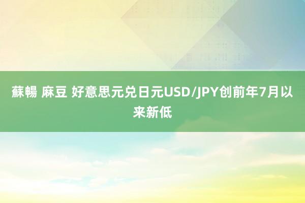 蘇暢 麻豆 好意思元兑日元USD/JPY创前年7月以来新低