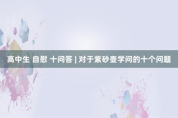 高中生 自慰 十问答 | 对于紫砂壶学问的十个问题