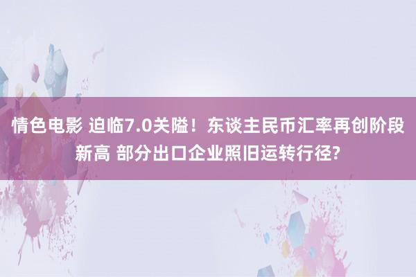 情色电影 迫临7.0关隘！东谈主民币汇率再创阶段新高 部分出口企业照旧运转行径?