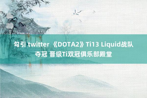 勾引 twitter 《DOTA2》Ti13 Liquid战队夺冠 晋级Ti双冠俱乐部殿堂