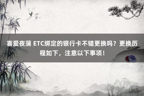 喜爱夜蒲 ETC绑定的银行卡不错更换吗？更换历程如下，注意以下事项！