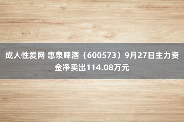 成人性爱网 惠泉啤酒（600573）9月27日主力资金净卖出114.08万元