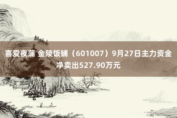 喜爱夜蒲 金陵饭铺（601007）9月27日主力资金净卖出527.90万元