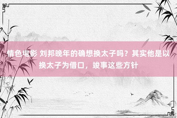 情色电影 刘邦晚年的确想换太子吗？其实他是以换太子为借口，竣事这些方针