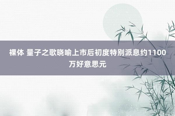 裸体 量子之歌晓喻上市后初度特别派息约1100万好意思元