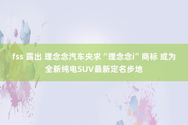 fss 露出 理念念汽车央求“理念念i”商标 或为全新纯电SUV最新定名步地