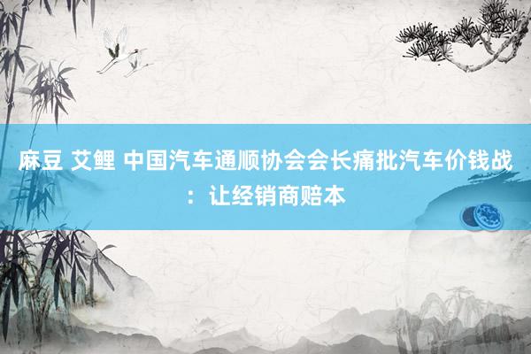 麻豆 艾鲤 中国汽车通顺协会会长痛批汽车价钱战：让经销商赔本