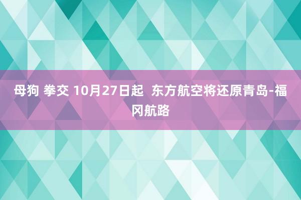 母狗 拳交 10月27日起  东方航空将还原青岛-福冈航路