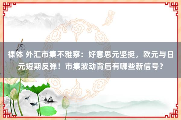 裸体 外汇市集不雅察：好意思元坚挺，欧元与日元短期反弹！市集波动背后有哪些新信号？