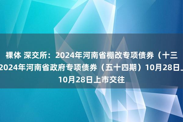 裸体 深交所：2024年河南省棚改专项债券（十三期）——2024年河南省政府专项债券（五十四期）10月28日上市交往