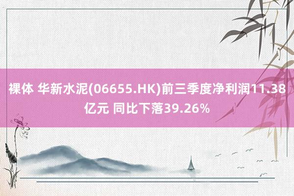 裸体 华新水泥(06655.HK)前三季度净利润11.38亿元 同比下落39.26%