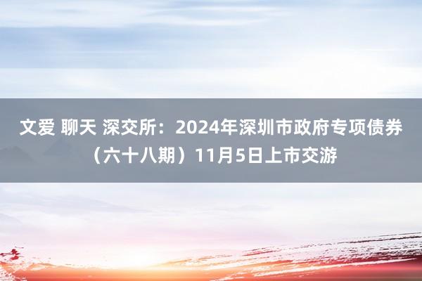 文爱 聊天 深交所：2024年深圳市政府专项债券（六十八期）11月5日上市交游