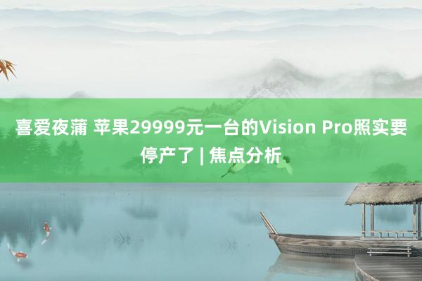 喜爱夜蒲 苹果29999元一台的Vision Pro照实要停产了 | 焦点分析