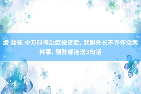 绫 丝袜 中方叫停赴欧投资后, 欧盟外长不许作念两件事, 酬酢部连送3句话