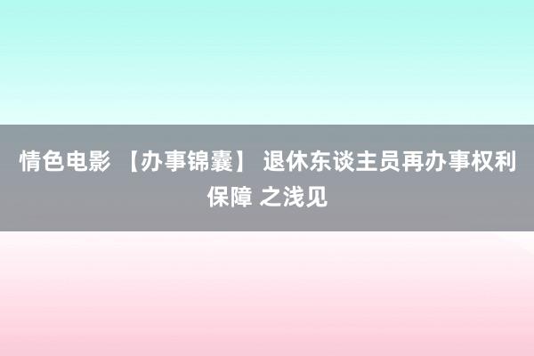 情色电影 【办事锦囊】 退休东谈主员再办事权利保障 之浅见