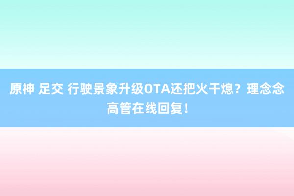 原神 足交 行驶景象升级OTA还把火干熄？理念念高管在线回复！