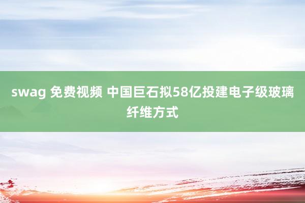 swag 免费视频 中国巨石拟58亿投建电子级玻璃纤维方式