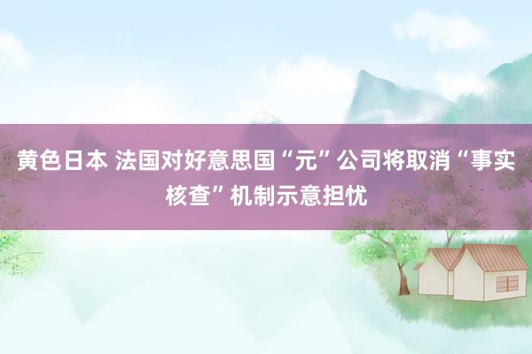 黄色日本 法国对好意思国“元”公司将取消“事实核查”机制示意担忧