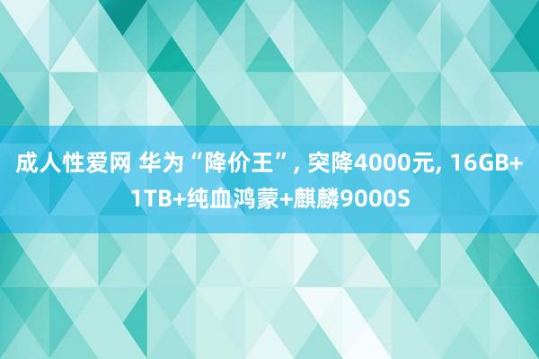 成人性爱网 华为“降价王”， 突降4000元， 16GB+1TB+纯血鸿蒙+麒麟9000S